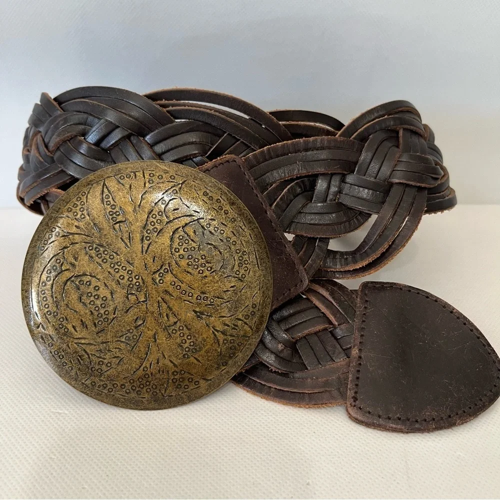 Old Navy Brown Braided Wide Leather Belt